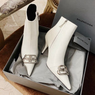 Balenciaga Lambskin BB Heeled Short Boots 8.5cm White 2021