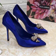 Dolce&Gabbana DG Silk Crystal Bow Pumps 10.5cm Blue 2021