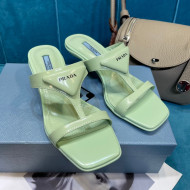 Prada Shiny Leather Heel Thong Sandals 3.5cm Green 2021