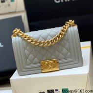 Chanel Quilted Original Haas Caviar Leather Small Boy Flap Bag Grey/Gold (Top Quality)