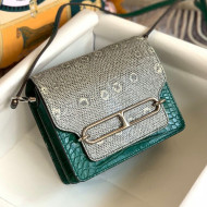 Hermes Sac Roulis 18cm Bag in Lizard and Crocodile Embossed Calf Leather Green 2019