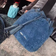 Miu Miu Shearling Bucket Bag 5BE014 Blue 2018