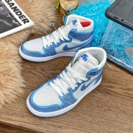 Nike Air Jordan Crystal Allover High-top Sneakers Light Blue 2020 (For Women and Men)