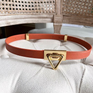 Bottega Veneta Leather Belt 2cm with Triangle Buckle Red/Aged Gold 2021 