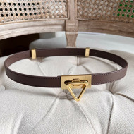 Bottega Veneta Leather Belt 2cm with Triangle Buckle Coffee Brown/Aged Gold 2021 