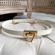 Bottega Veneta Leather Belt 2cm with Triangle Buckle White/Aged Gold 2021 