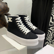 Celine Canvas Flatform High-top Sneakers Black 2022 032406