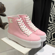 Celine Canvas Flatform High-top Sneakers Pink 2022 032407