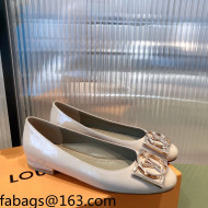 Louis Vuitton Patent Leather LV Buckle Flat Ballerinas Nude 2021 112473