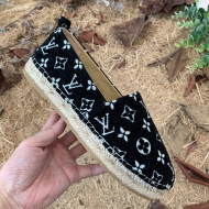 Louis Vuitton Monogram Velvet Flat Espadrilles Black/White 2021 