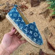 Louis Vuitton Monogram Velvet Flat Espadrilles Blue 2021 