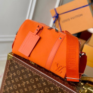 Louis Vuitton City Keepall Bag in Gained Leather M59328 Orange 2022