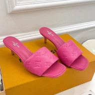 Louis Vuitton Revival High Heel Slide Sandals 5.5cm in Monogram Embossed Lambskin Hot Pink 2022 