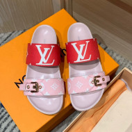 Louis Vuitton Bom Dia Monogram Canvas Flat Slide Sandals Pink/Red 2022