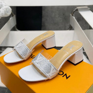 Louis Vuitton TPU and LV Crystal Heel Slide Sandals White 2022