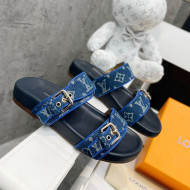 Louis Vuitton Bom Dia Monogram Denim Flat Slide Sandals Blue/Black 2022