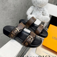 Louis Vuitton Bom Dia Monogram Denim Flat Slide Sandals Brown/Black/Silver 2022