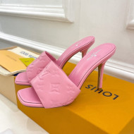 Louis Vuitton Revival High Heel Slide Sandals 9.5cm in Monogram Embossed Lambskin Pink 2022 03