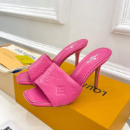 Louis Vuitton Revival High Heel Slide Sandals 9.5cm in Monogram Embossed Lambskin Hot Pink 2022 