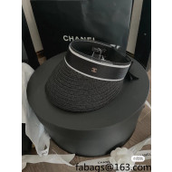 Chanel Visor Boe Tie Hat Black 2022 0401145