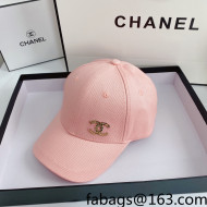 Chanel Sequins CC Canvas Baseball Hat Pink 2022 0401125