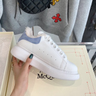 Alexander Mcqueen White Calfskin and Shearling Sneakers Blue 2021 112359