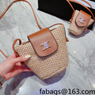 Celine Triomphe Small Bag in Straw and Leather Beige/Brown 2022 033110