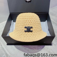 Celine Straw Knit Bucket Hat Beige 2022 040111