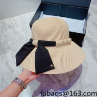 Chanel Straw Wide Brim Hat Beige 2022 040114