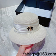 Chanel Straw Bucket Hat White 2022 040116