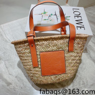 Loewe Small Straw and Leather Basket Bag Beige/Orange 2022 033102