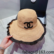 Chanel Straw Wide Brim Hat Beige 2022 040148