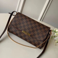 Louis Vuitton Pochette Favorite MM Chain Clutch Damier Ebène Canvas N41129 2019