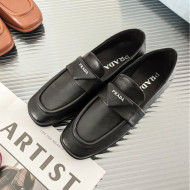 Prada Soft Lambskin Flat Loafers Black 2022 