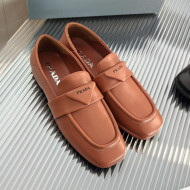 Prada Soft Lambskin Flat Loafers Brown 2022 