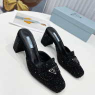 Prada Crystal Mules 7cm Black 2022 55