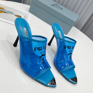 Prada TPU Rubber High Heel Mules 10cm Blue 2022