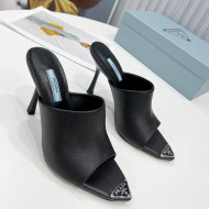 Prada Leather High Heel Mules 10cm Black 2022 49