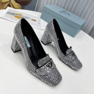 Prada Crystal Loafers 7cm 1D764M Silver 2022