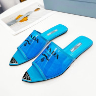 Prada TPU Flat Mules Blue 2022 032382