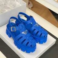 Prada Foam Rubber Flatform Sandals 5.5cm Blue 2022 032628