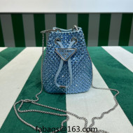 Prada Crystal Embellished Satin Mini Pouch 1NR016 Blue 2022