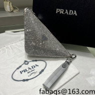 Prada Triangle Crystal Pouch 1NE039 Beige/Silver 2022