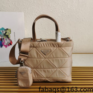 Prada System Nylon Patchwork Tote Bag 1BG380 Beige 2022