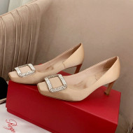 Roger Vivier Satin Crystal Buckle Pumps 7cm Beige 2022 17