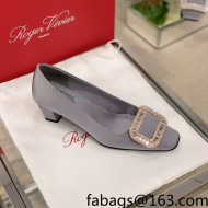 Roger Vivier Satin Crystal Buckle Pumps 4.5cm Grey 2022 07