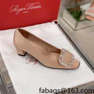 Roger Vivier Satin Crystal Buckle Pumps 4.5cm Beige 2022 08