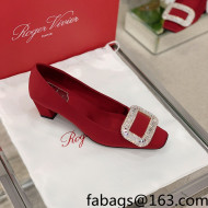 Roger Vivier Satin Crystal Buckle Pumps 4.5cm Burgundy 2022 09