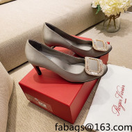 Roger Vivier Satin Crystal Buckle Pumps 6.5cm Grey 2022 11