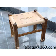 Hermes Wood and Leather Stool White 2022 040290